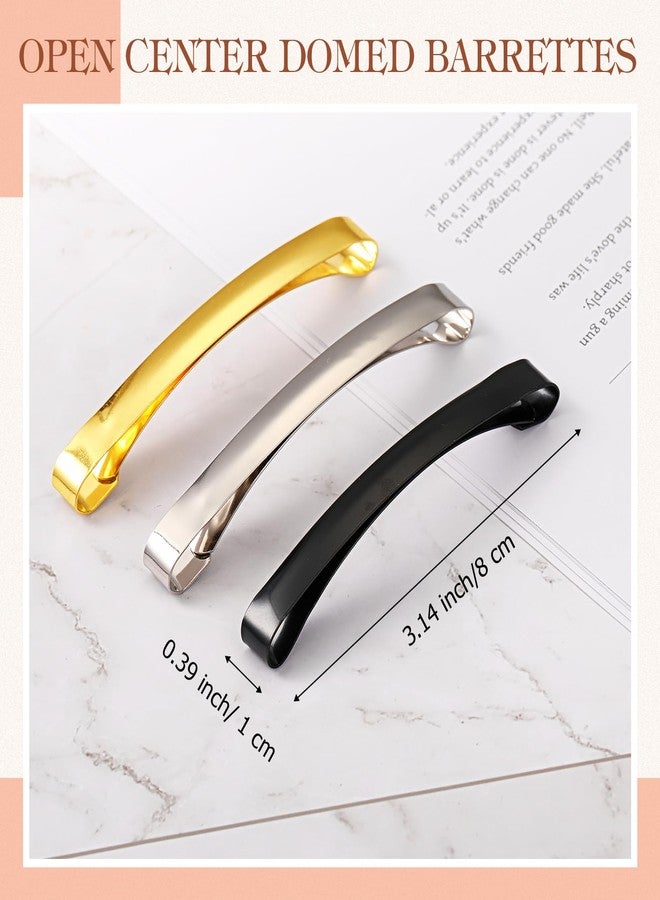 Hotop 30 Pieces Open Center Metal Barrettes Anti-slip Metal Hair Clip for Women, Assorted Colors(Slide Barrette,Black, Silver, Gold) - Image 2